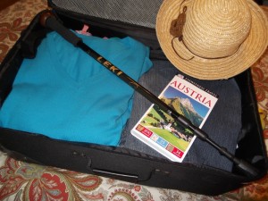 Leki in travel suitcase